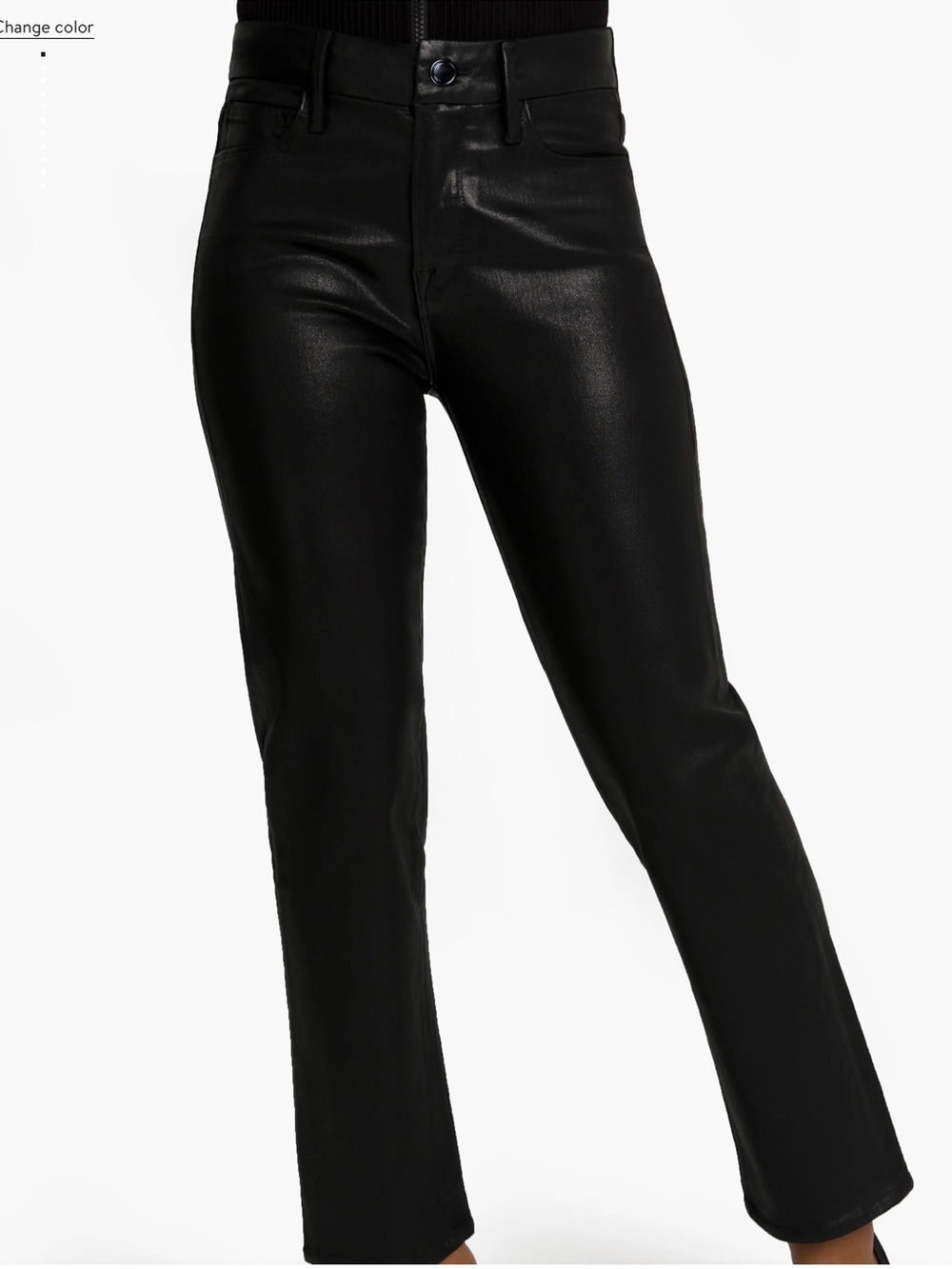 Good American Black Coated Good Straight Leg High Rise Jeans Size 12